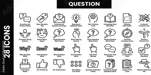 Bild auf Leinwand Question web icons in line style