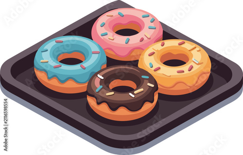 Vibrant Isometric Donut Tray Icon
