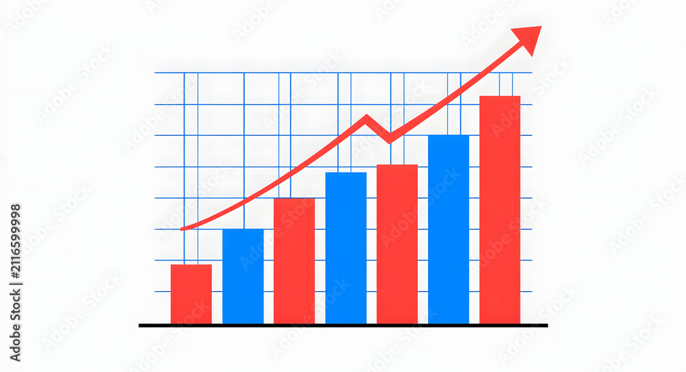 Obraz premium Rising bar graph: success