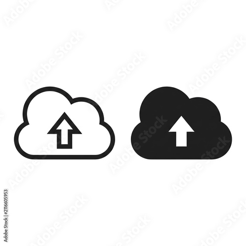 Upload Arrow Up Cloud Icon Set - Cloud Upload Symbol, Outline and Solid Vector Icons, File Upload, Data Transfer, Cloud Storage, Minimal UI Interface Design