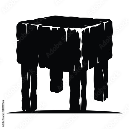 Fotografía Old wooden chopping block silhouette isolated on white background for butcher sh