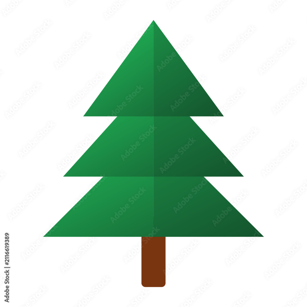 Fototapeta premium Green Pine Tree Vector Icon Minimalist Christmas Fir Tree Illustration for Holiday Season Graphic Design Elements