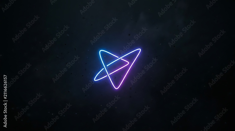 Naklejka premium Glowing blue abstract geometric shape on a dark background
