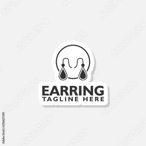 Earring logo sticker isolated on gray background