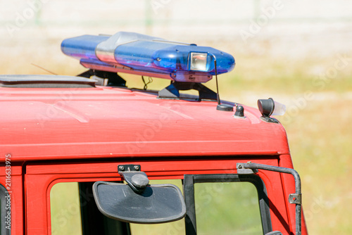 Fotografía Fire truck emergency blue lights The Concept of safety