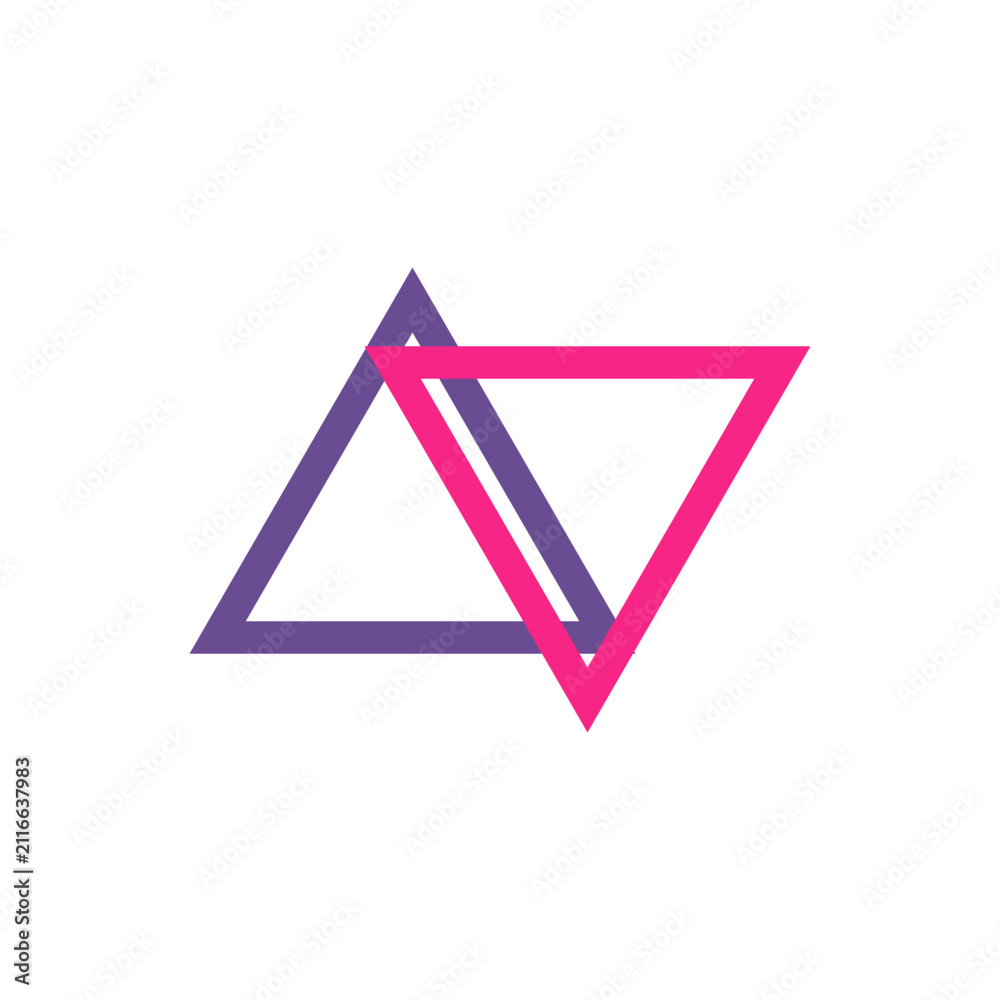 Naklejka premium Overlapping Triangles Icon, Geometric Interlock Design