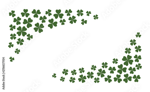 Fotografie Shamrock Border Design: A delightful composition of green shamrocks, arranged in elegant corner borders, evoking a sense of good fortune and Irish spirit