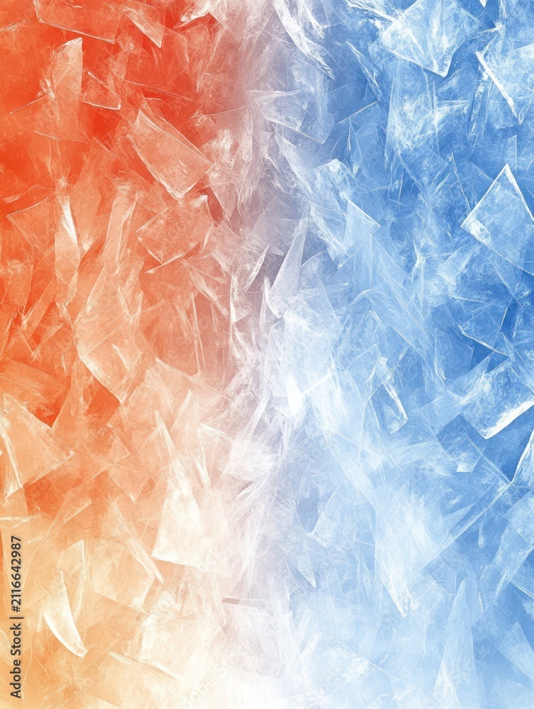 Fototapeta premium Abstract painting with fiery orange to cool blue gradient, textured brush strokes