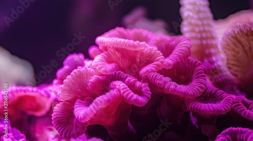 Close-up of vibrant pink coral with intricate, ruffled textures
