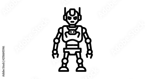 Minimalist robotic character icon representing advanced artificial intelligence technology