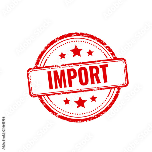 Red import stamp sign with grunge texture