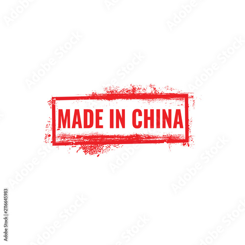 Konstfotografi Red made in china stamp sign with grunge texture