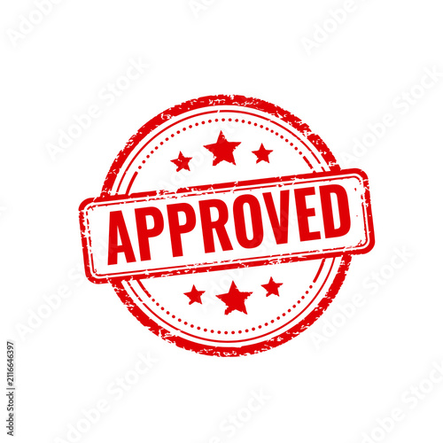 Red approved stamp sign with grunge texture