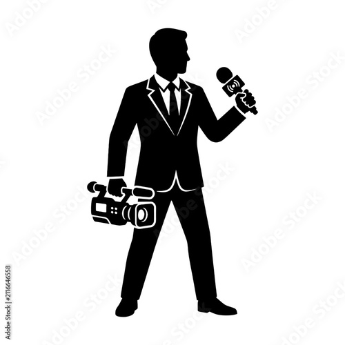 The Image Is A Black And White Silhouette Of A Man In A Suit Holding A