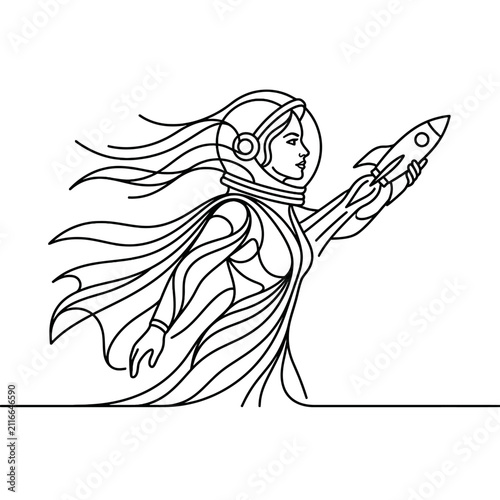 Woman With Flowing Hair And Stylized Light Effects