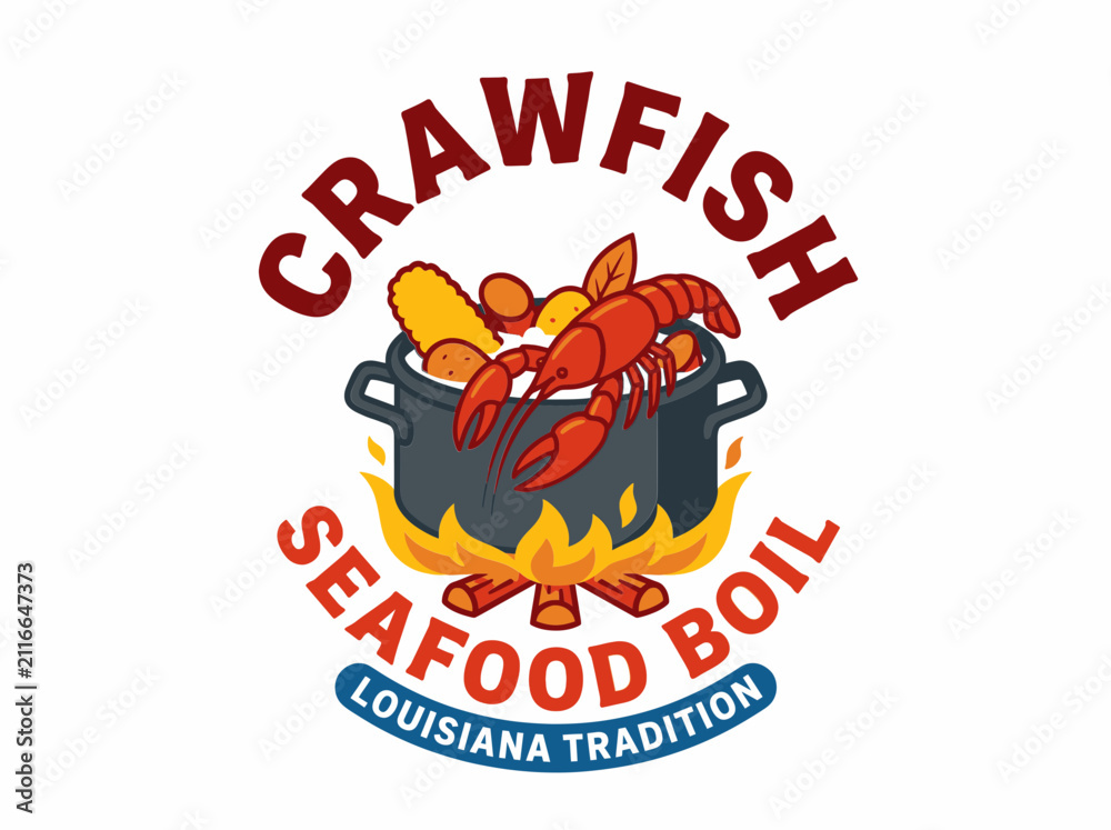 Obraz premium Crawfish seafood boil logo