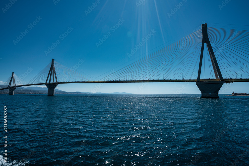 Obraz premium Rio Antirrio Bridge Over the Gulf of Corinth in Greece