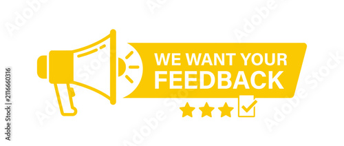 Megaphone announcement for customer feedback and rating