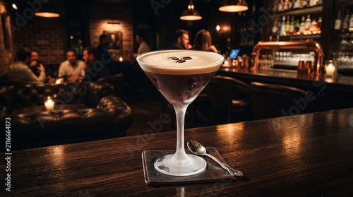 Espresso Martini Cocktail in Elegant Speakeasy Bar