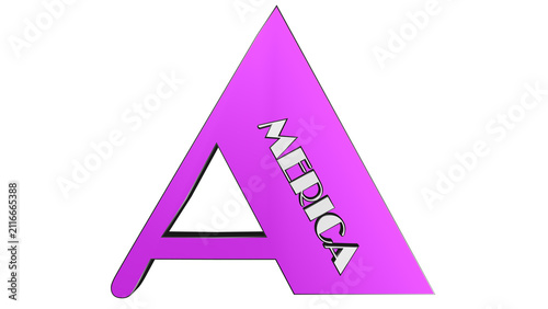 Letter A with America text inside. Purple typography design for creative branding projects.