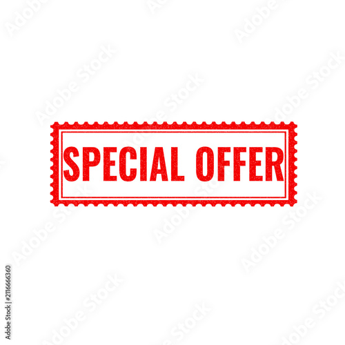 Red special offer stamp sign with grunge texture