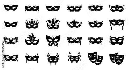 Foto Elegant silhouette masks for festive celebrations, mysterious masquerade events,