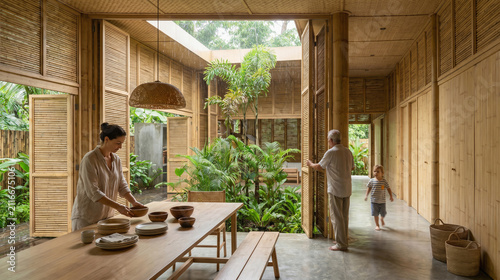Bamboo Courtyard House for Everyday Family Living in Humid Weather