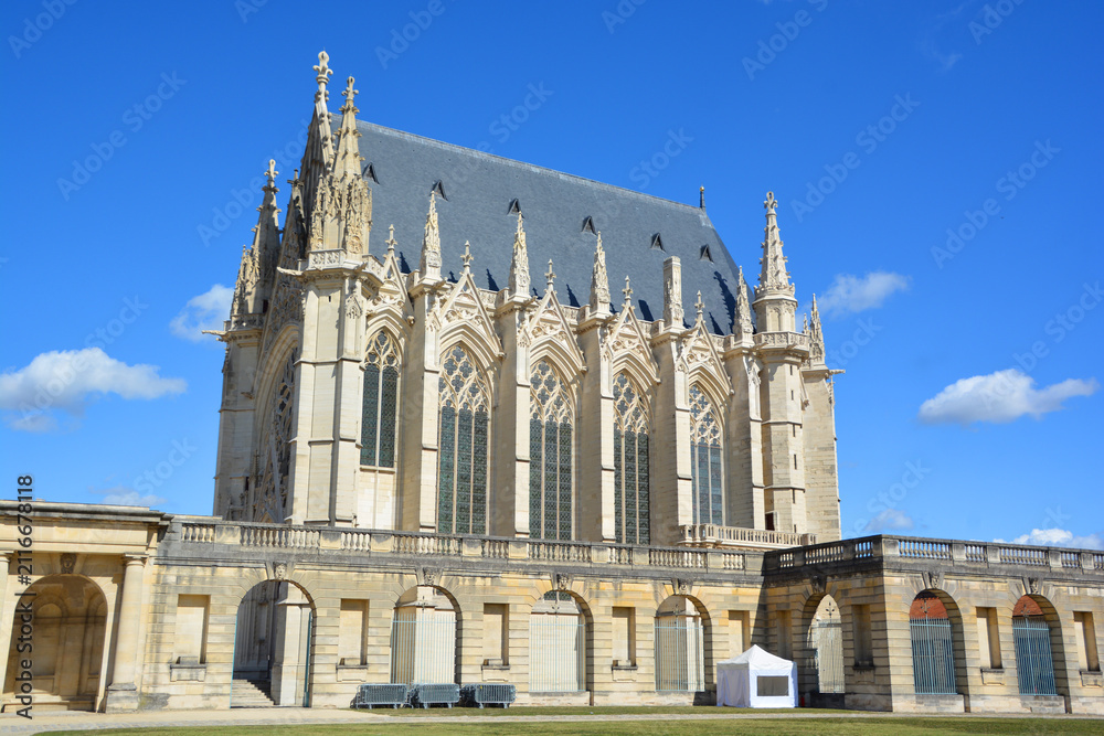 Fototapeta premium PARIS FRANCE: Sainte-Chapelle de Vincennes is a Gothic royal chapel is a massive 14th and 17th century French royal fortress 