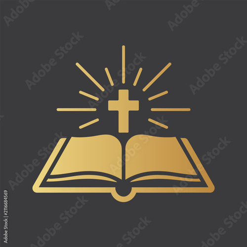 Photography Golden Cross and Open Book