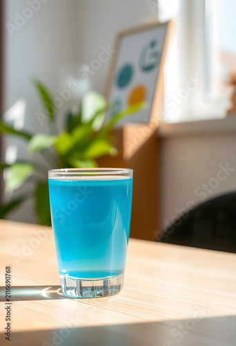 Glass of refreshing blue bu...