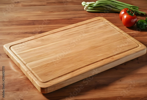 Empty wooden cutting board ...