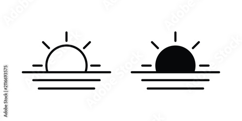 Sunrise icon solid symbol collection
