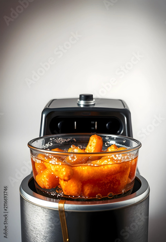 Glass bowl of orange food i...