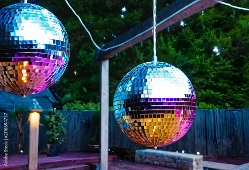 Two reflective disco balls ...