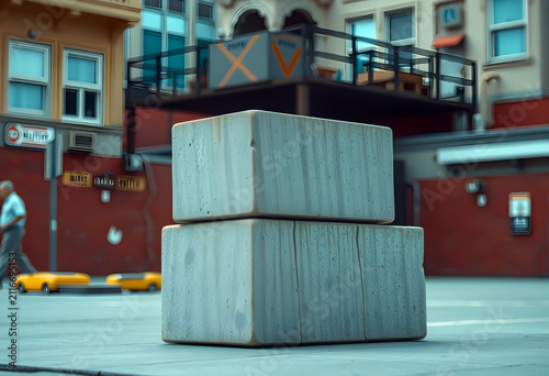 Two stacked concrete blocks...