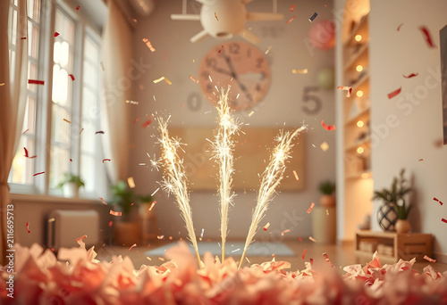 Sparklers and falling confe...
