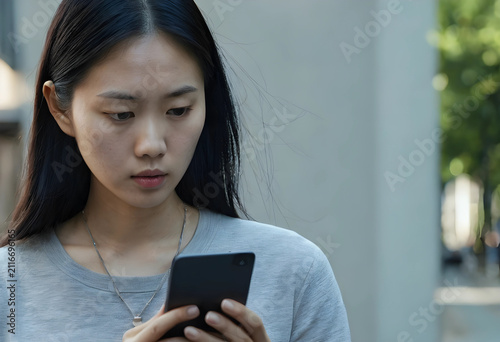 Young asian woman focused o...
