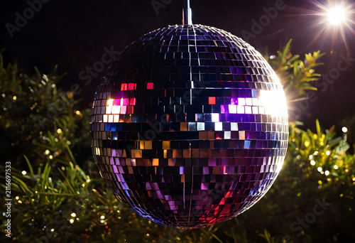 Shiny disco ball reflecting...