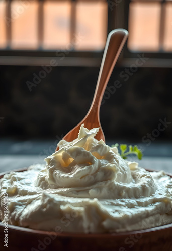 Creamy white whipped desser...