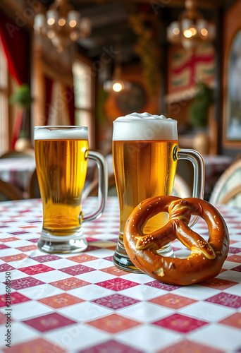 Two glasses of golden beer ...