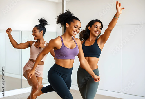 Three diverse women in acti...