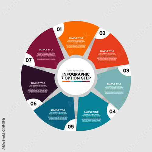 Vector infographic label design with a circle infographic template design and 7 options or steps. for presentation or report. vector editable eps