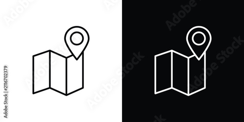Quadro su tela Navigation road trip icon black and white symbol group