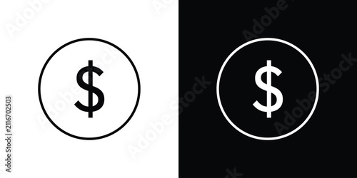 Dollar sign black and white symbol group