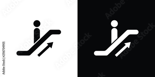 Escalator icon solid pictogram bundle