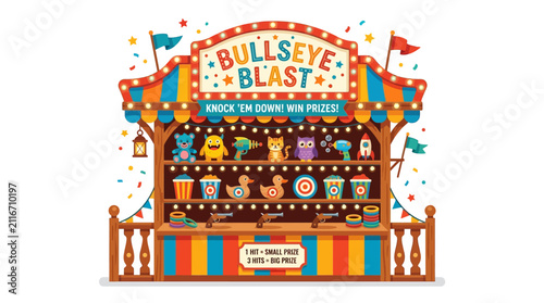 Foto Colorful Carnival Shooting Gallery Stall Illustration
