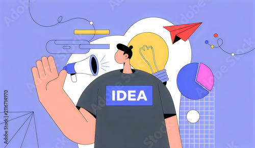 Illustration of a person with an idea concept