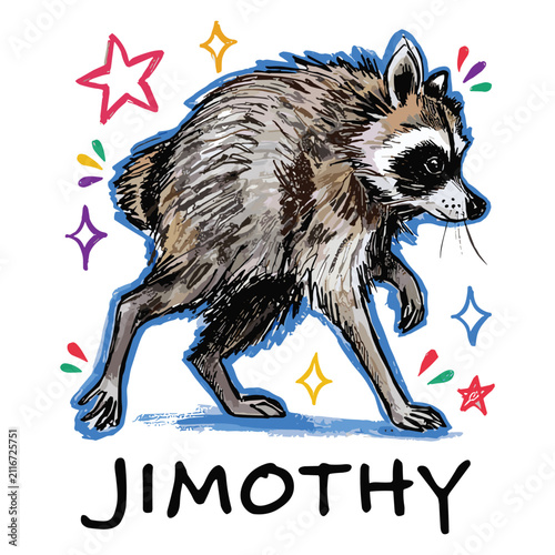 Jimothy Raccoon The Feral Legend Team Jimothy Seattle, Washington Summer T-shirt Design Illustration
