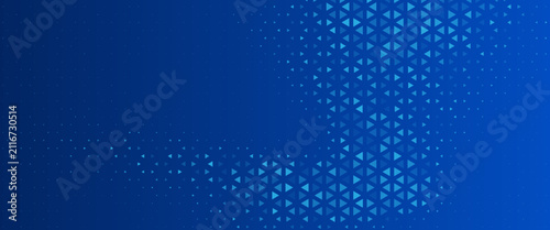 Blue glowing triangular texture. Abstract triangular grid gradient wallpaper. Navy honeycomb pattern backdrop. Vector modern technology, business, science, healthcare, medicine