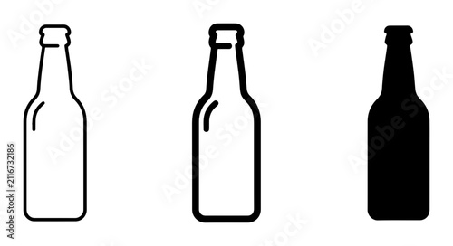 Beer Bottle Icons, Beverage Container Vector Graphics, Refreshment Drink Symbols